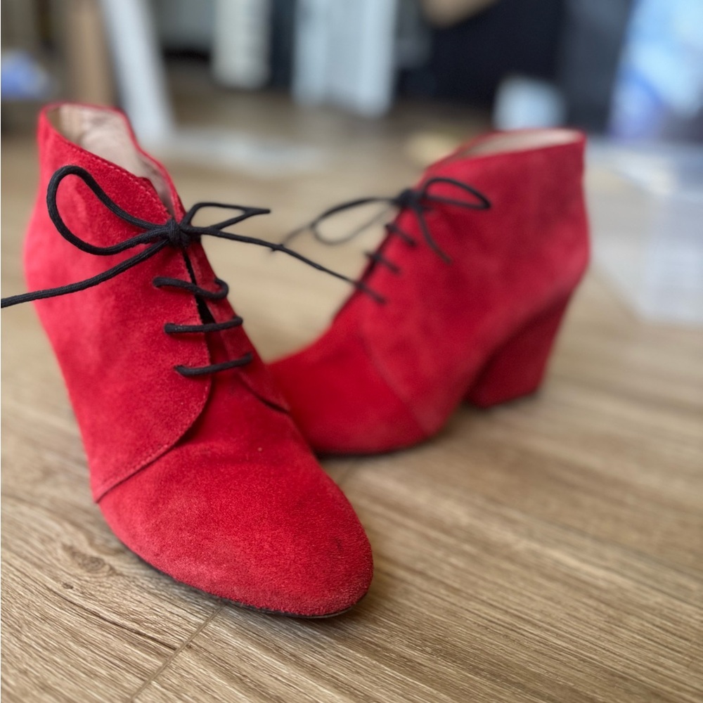 Kate Spade Suede Chunky Red Heels